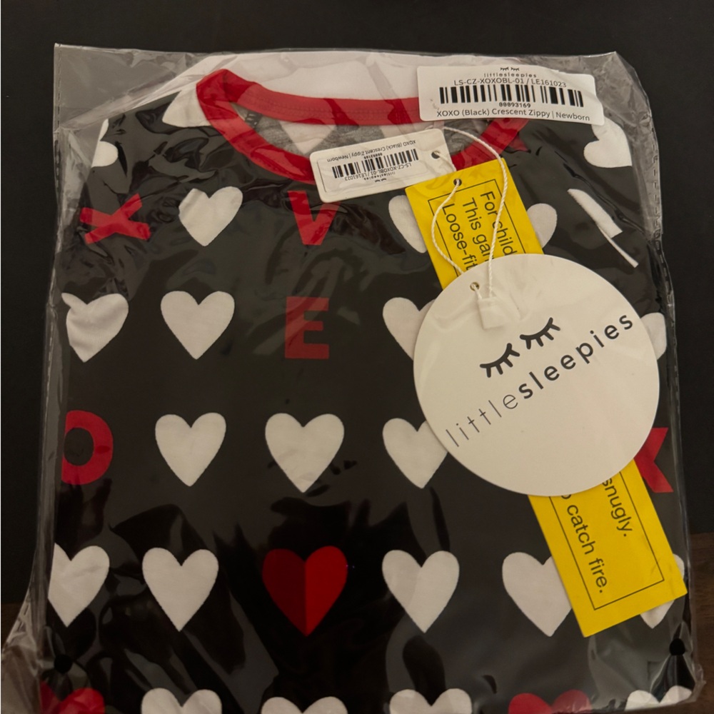 Little Sleepies Black and Red Heart Pajama Set